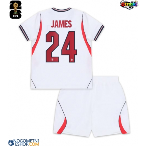 Otroški Nogometni dresi Anglija Reece James #24 Domači SP 2026 Kratek Rokav (+ Kratke hlače)